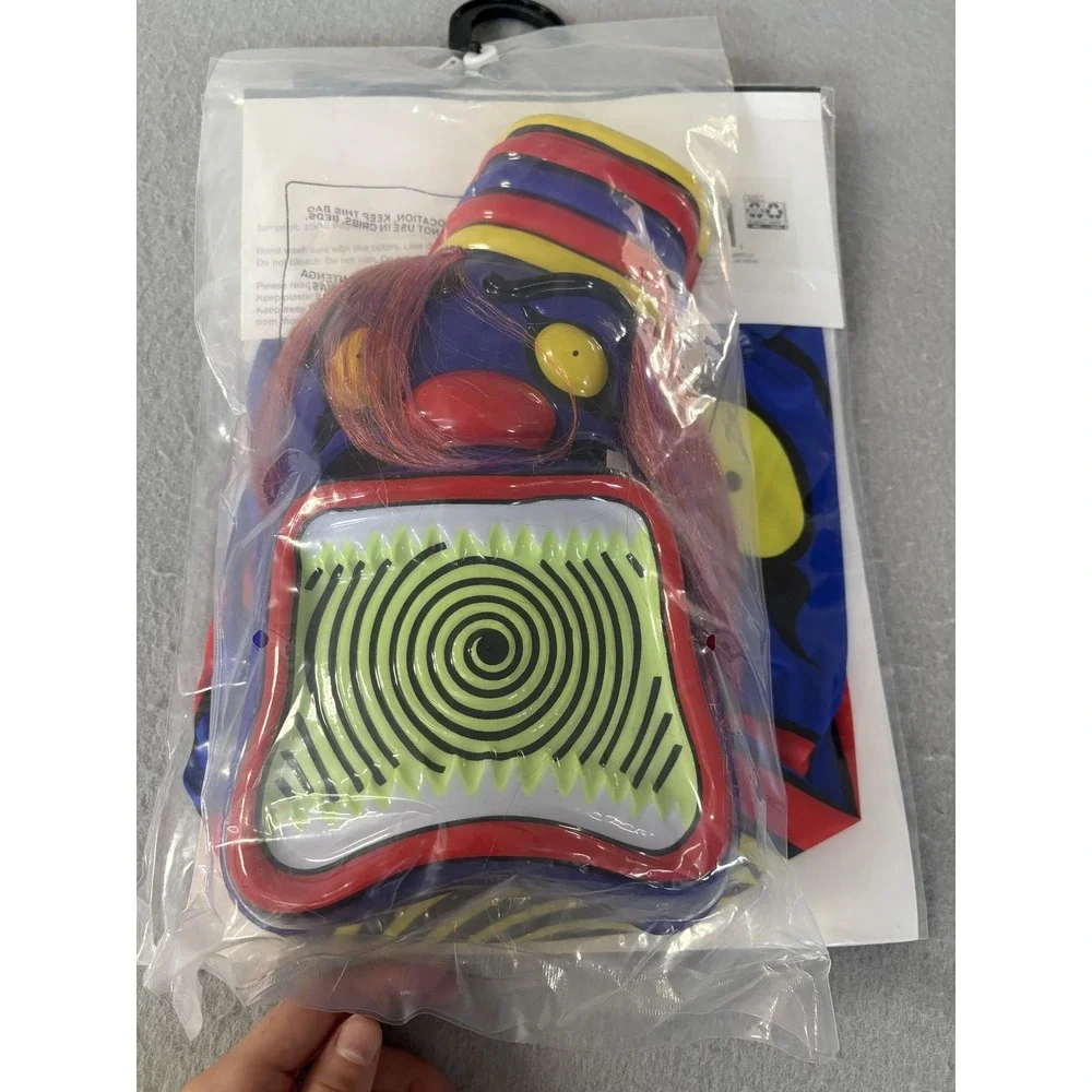 Kids Clown Costume Youth S Black Light Responsive Glow‎ Jumpsuit Mask Multicolor